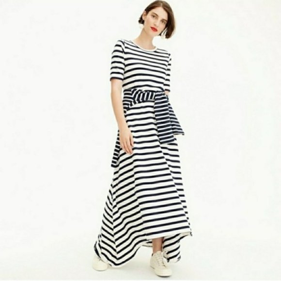 j crew striped knit maxi dress Jcrew Striped Knit High Low Maxi Dress Size S Icon Ivory Navy $120 J Crew